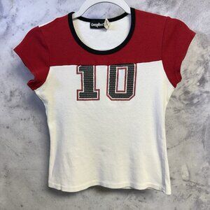 Vintage Y2K Conspiracy Womens Tee Size Medium 15x18 White USA